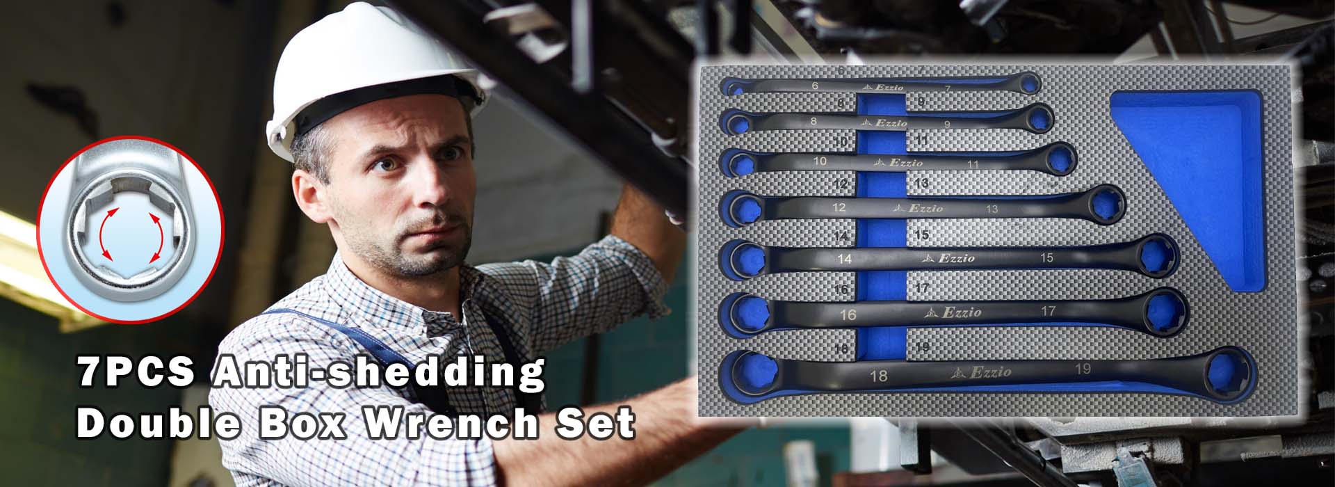 7PCS Anti-shedding Double Box Wrench Set (45°)